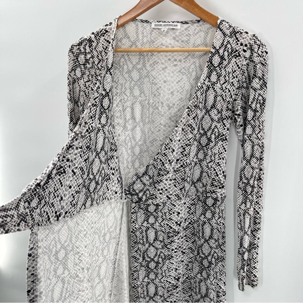 Good American The Runaround Snakeskin Print Wrap Dress Midi Size XS Mobwife - Picture 4 of 11